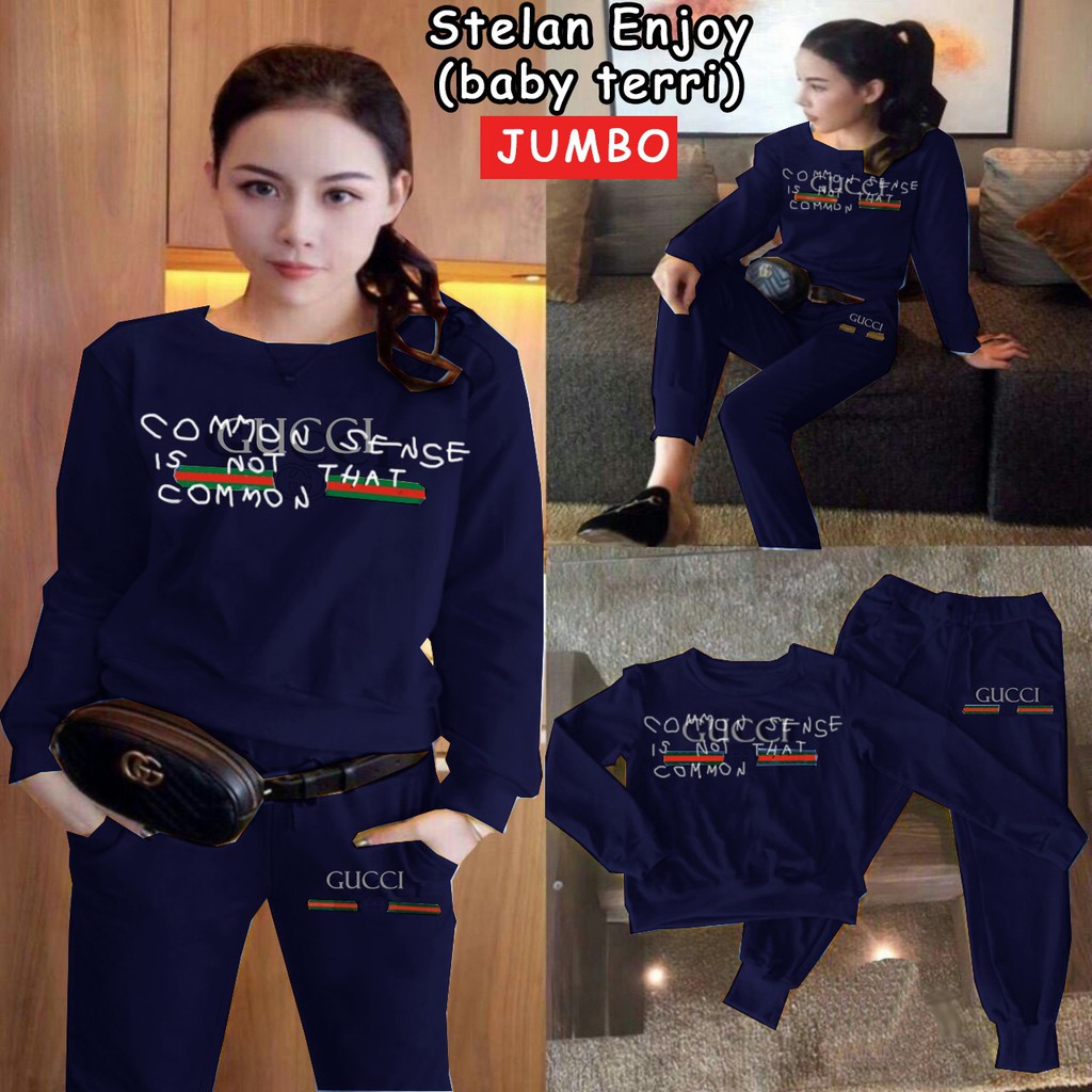 pakaian olahraga wanita jumbo setelan enjoy XXL 65224