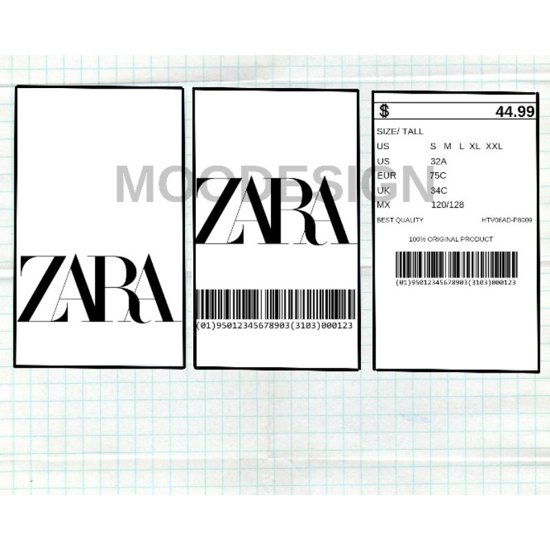 (100 pcs) Hang tag / hangtag barcode /bandrol baju/ label merk Z*RA