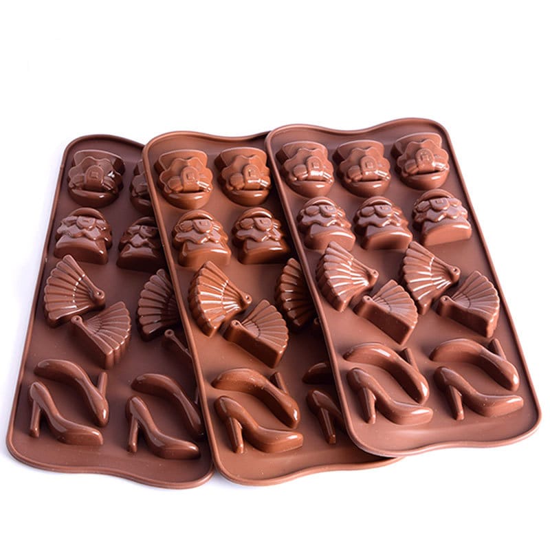 Cetakan Coklat Sepatu Tas Wanita 14 Grid Silicone Baking Molds Chocolate Cetakan Coklat Jelly Pudding Es Batu Silicone