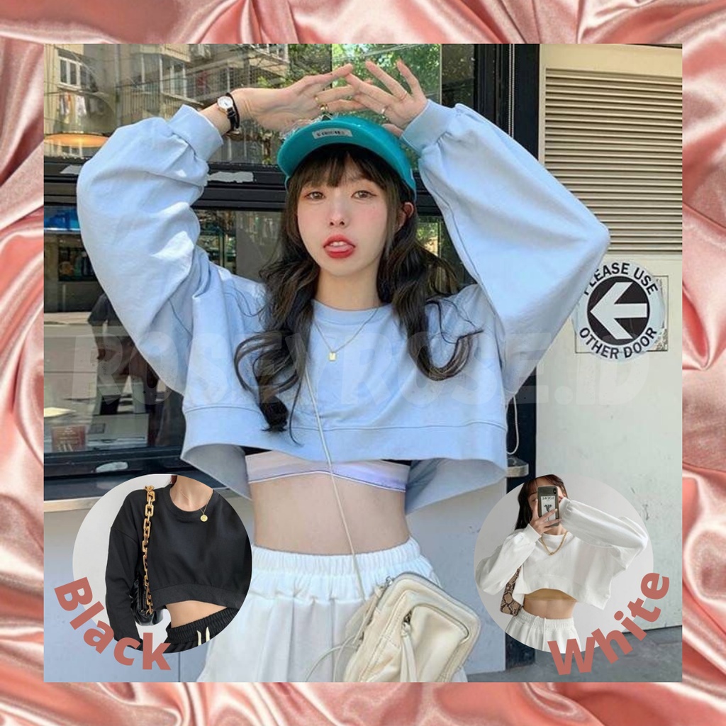 Lovoutlet -  Sweater crop korean style wanita bahan lembut 100% import atasan wanita ulzzang style