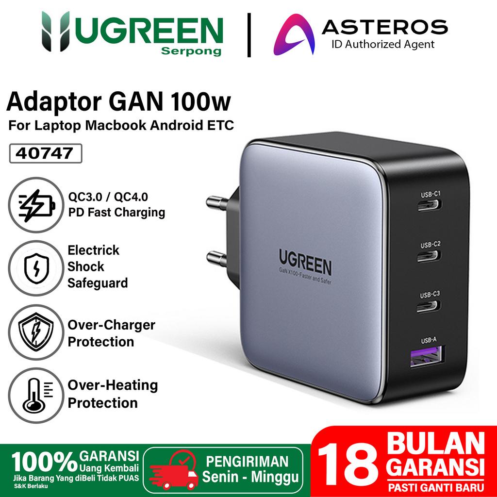 UGREEN Kepala Charger 100w GaN Multi Port Fast Charging Laptop Macbook