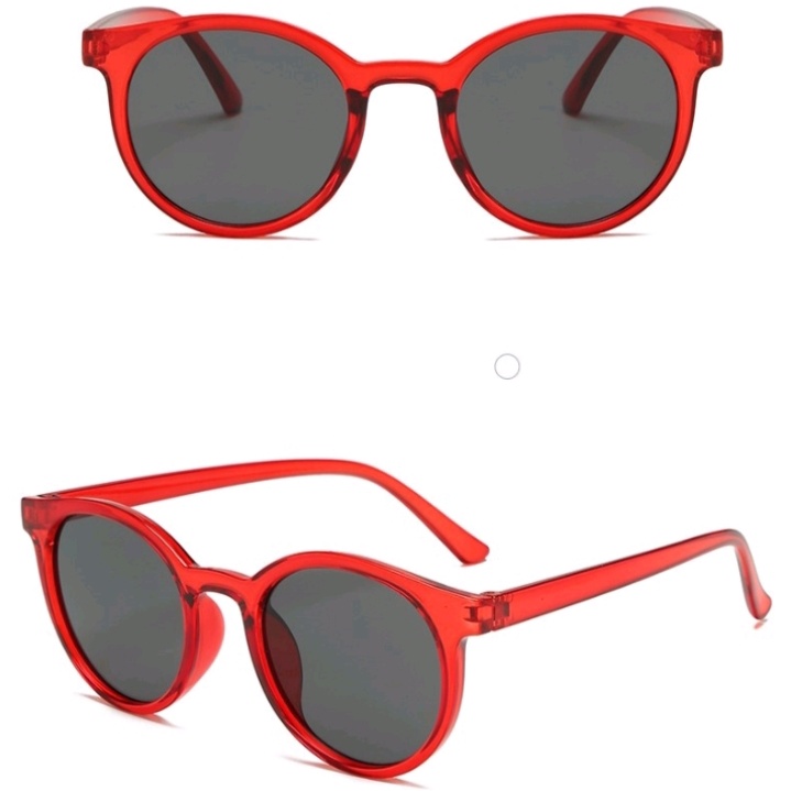!!PROMO!!Kacamata Fashion Wanita Pria Bulat Mata/Sunglasses Style Korean-MERAH HITAM