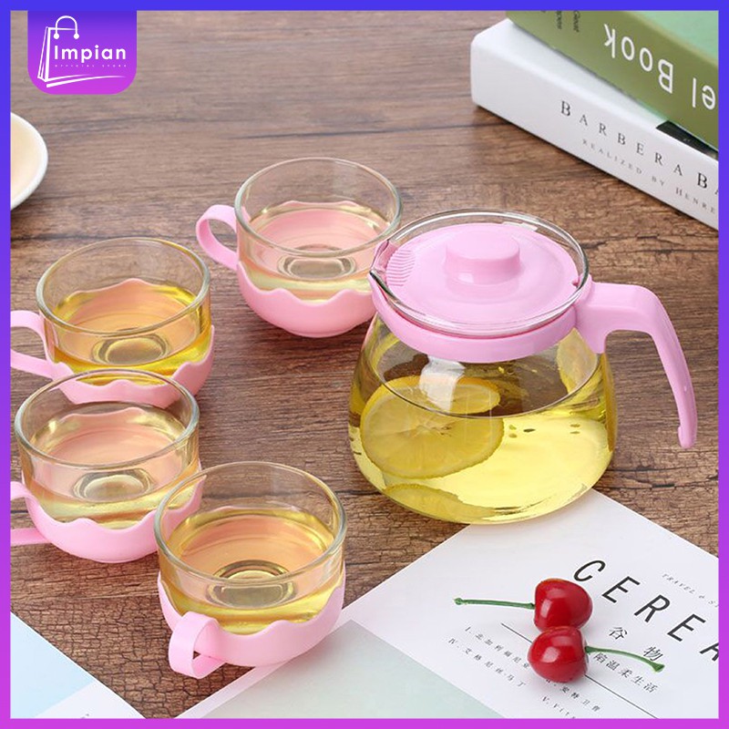 TEAPOT TEH POT  SET 1 SET ISI 5 PCS BAHAN KACA  