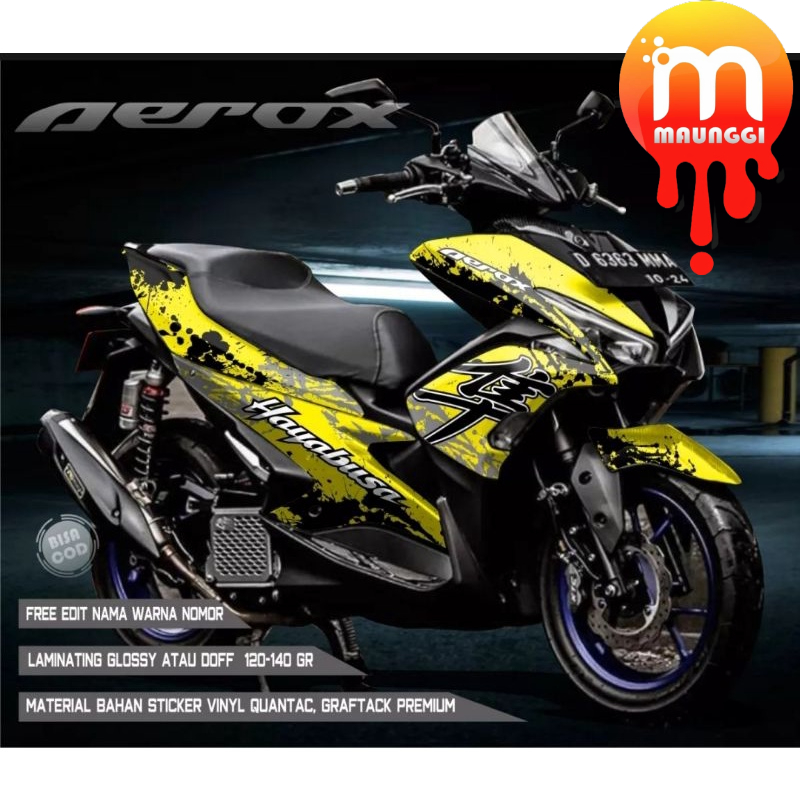 Aerox kuning Decal aerox 155 full body Sticker variasi motor aerox Striping aerox 155 full body Stik