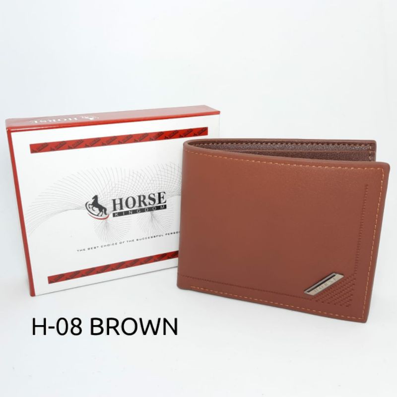 DOMPET PRIA KULIT PU IMPORT HORSE KINDOM H-08-Brown