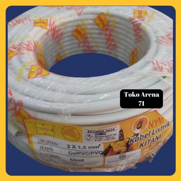 Kabel NYM Kitani 2x1,5 2x1.5 @50M Tembaga Murni KITANI SNI-LMK