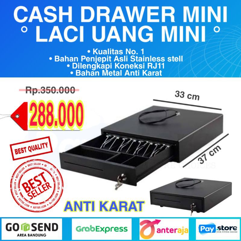 Cash Drawer Rj11 Plus Kunci / Laci Uang / Laci Kasir / Cashdrawer Ukuran 37x33 / Cash Drawer Mini