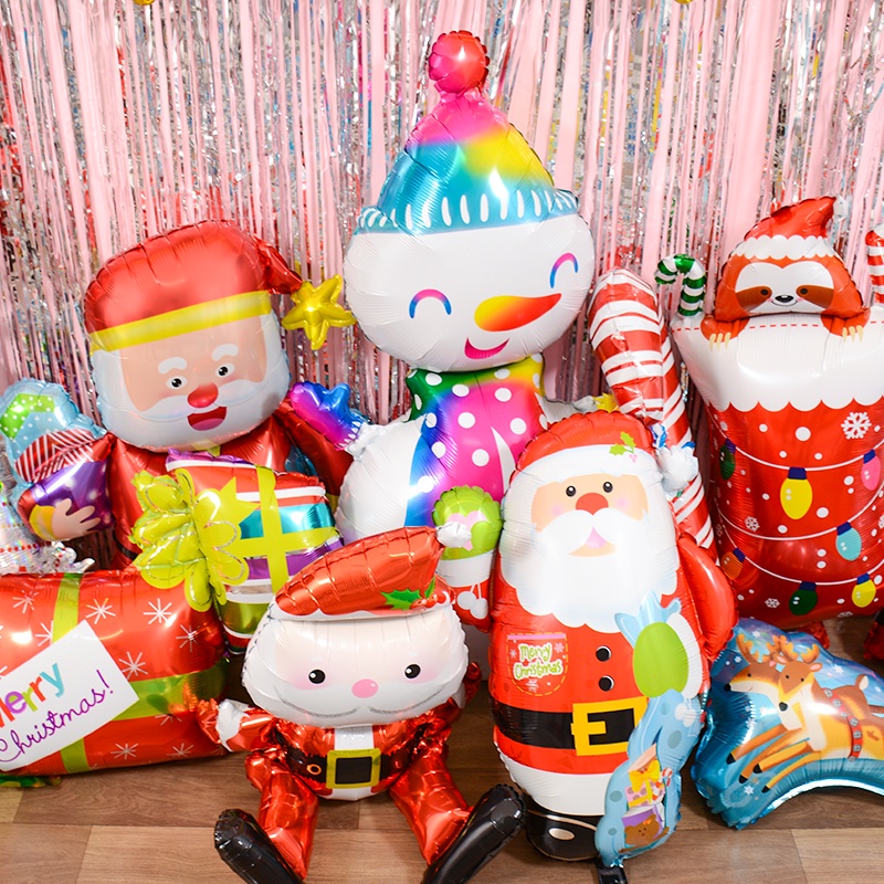 Balon Desain Santa Claus Elk Snowman Bahan Aluminum Film Untuk Dekorasi Rumah