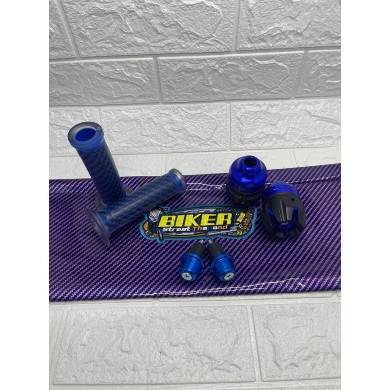 Kulit Jok Karbon Ungu + Jalu As Roda Depan + Handgrip Karbon + Jalu Stang Matic Universal