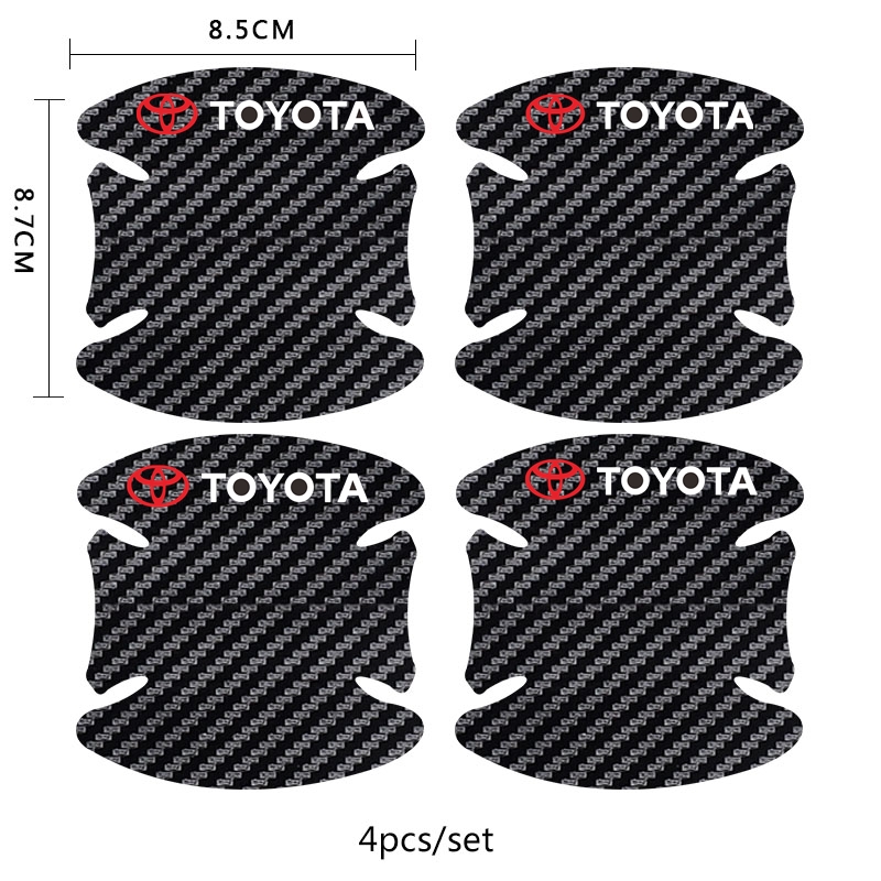 4/8PCS Car-styling Stiker Toyota Fiber Karbon Handle Pintu Mobil Dekorasi Aksesoris Elegan For Rush Calya Starlet Supra Yaris Agya Fortuner Dyna