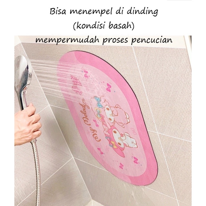 Alas kaki keset diatomite lentur gulung soft karakter sanrio hello kitty melody snoopy KS03 bathroom floormat