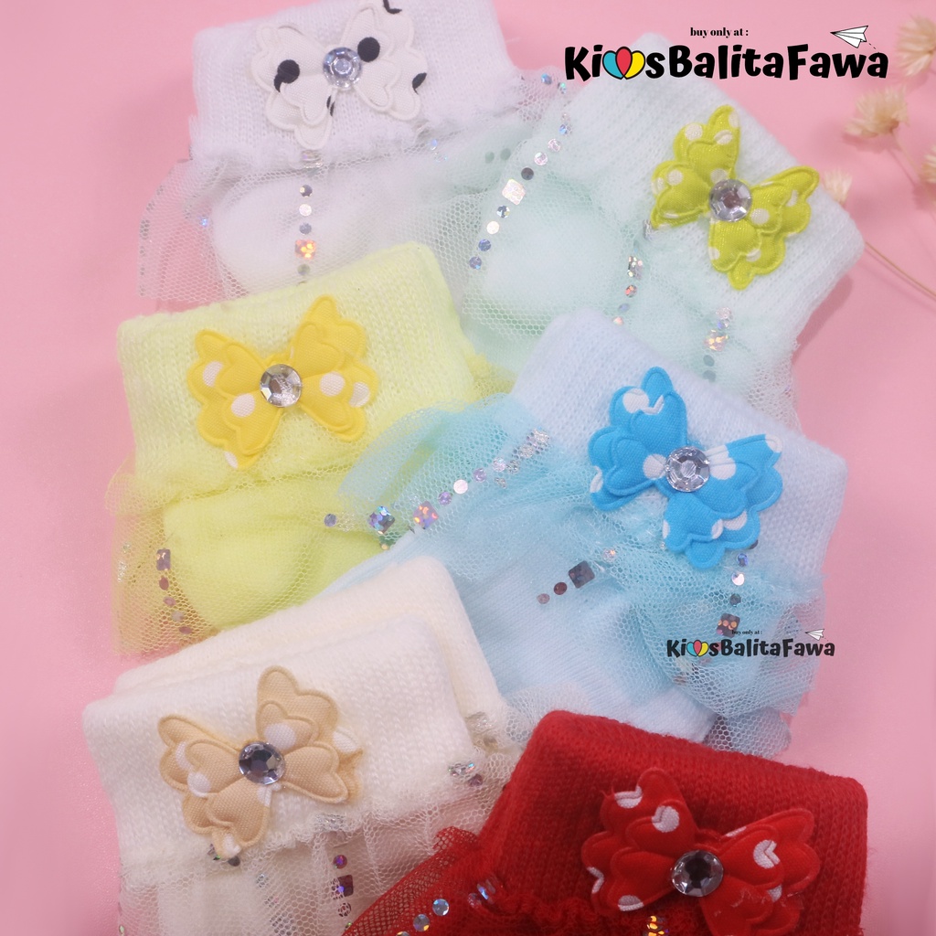 (IMPORT) Kaos Kaki Baby New Born 0-12 Bulan Pita Renda / Kids Socks Polos Bayi Perempuan Bahan Rajut Halus