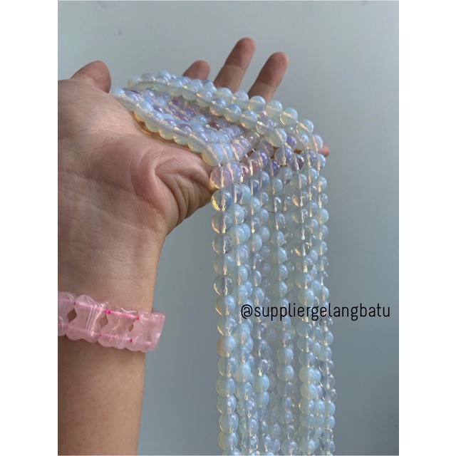 Batu Moonstone opalite AGATE 10mm CUTTING natural bahan gelang kalung