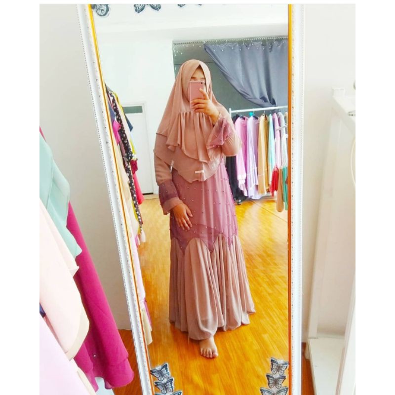 Gamis Ceruty Mix Tile Mutiara