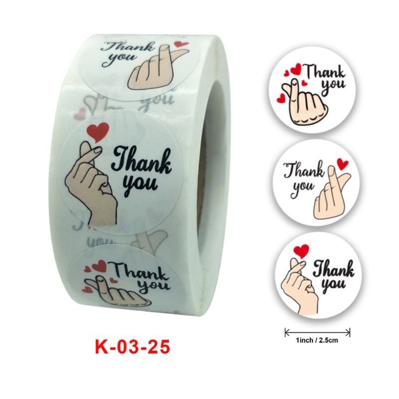 (1 Roll/500pcs) Stiker Sticker Label Thank You Handmade With Love