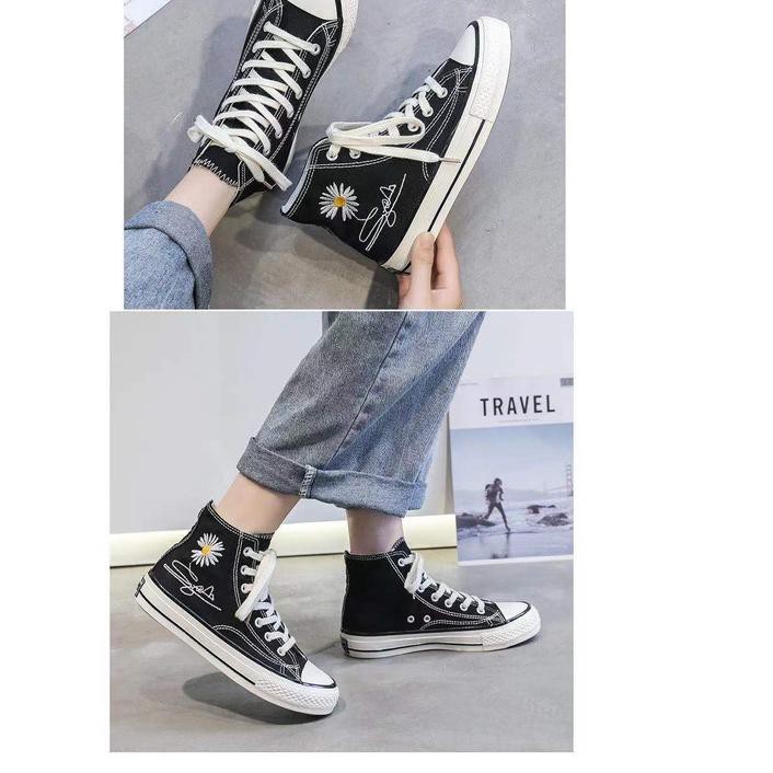 ♂ Sepatu Boots Flat Model Ankle Hidden Daisy TANDA TANGAN Bahan Kanvas Fashion untuk Wanita Import ♚