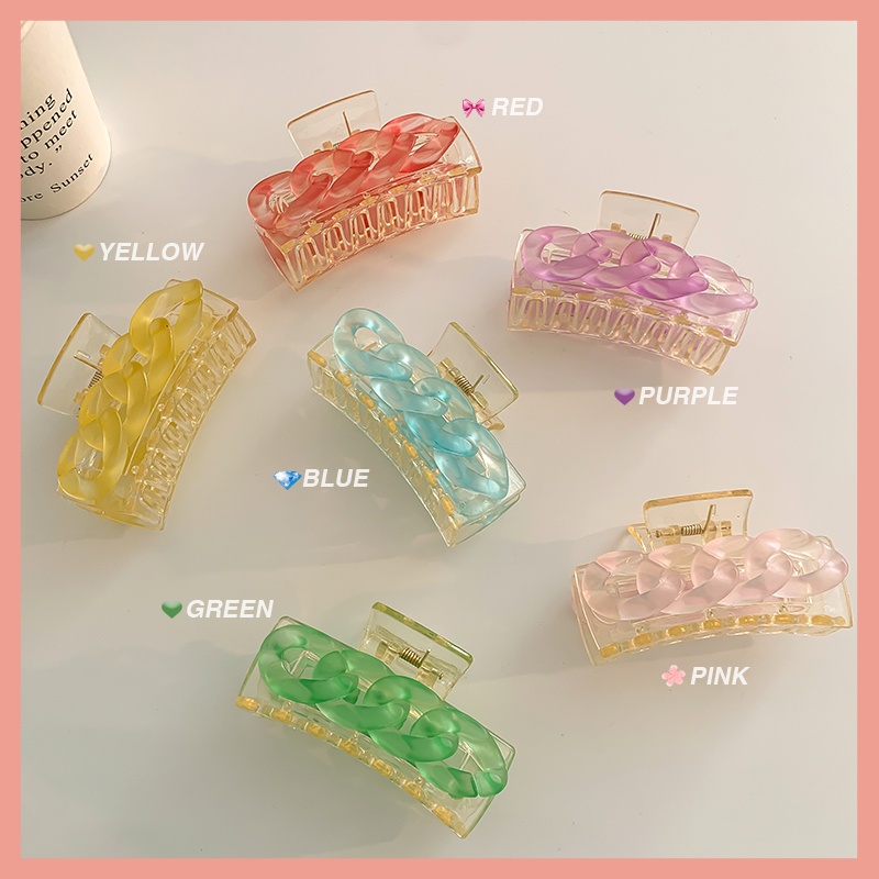 Korean Ins Chain Square Hair Clips for Women Elegant Temperament Claw Clips Girls Hair Accessories