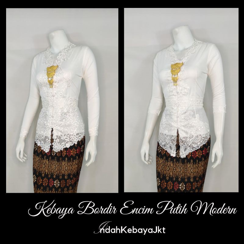 Kebaya Encim Modern Lengan Panjang dan Lengan 7/8 Bordir Murah S M L XL