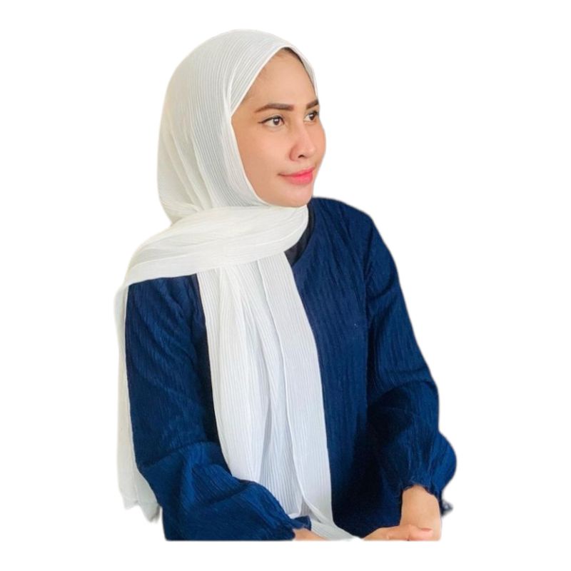 Hijab Pashmina Plisket Shawl/Pashmina Plisket Ceruty Babydool-broken white