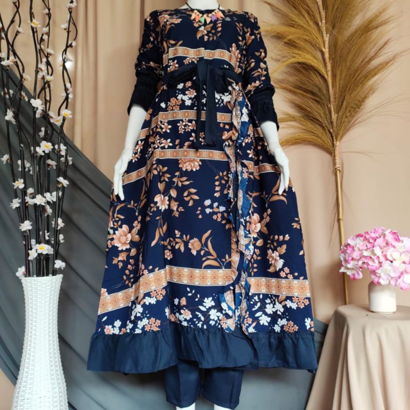 Set long tunik monalisa termurah rempel belah