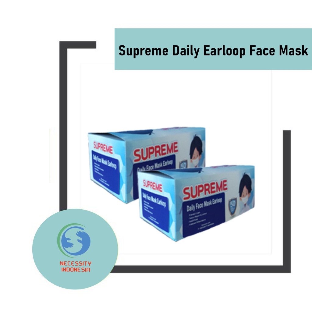 2 BOX Masker Non Medis Earloop 3 ply Supreme bersrtifikat KEMENKES