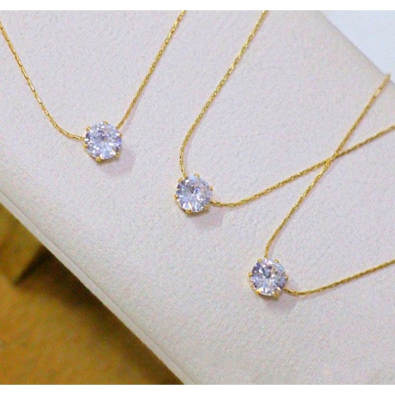 Kalung Titanium Liontin Permata Kecil Simple Wanita Korea