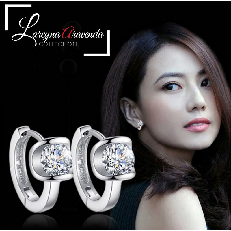 Anting Wanita Titanium Motif Kristal Crystal Unik AT076