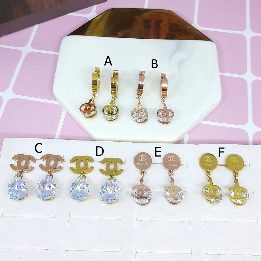 Anting Titanium Jepit Korea Brand Kdrama Rose Gold - BE371