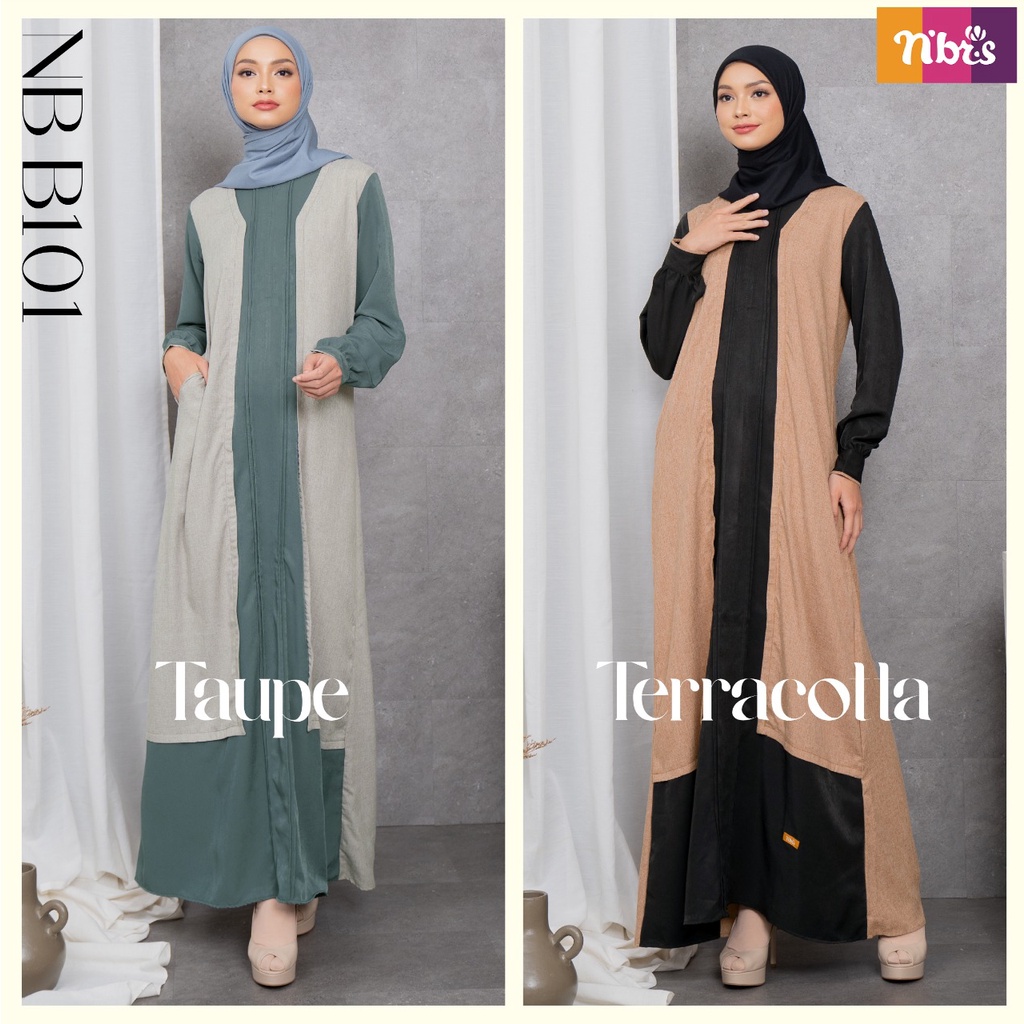 Nibras Gamis NB B101 Bahan Sorento Stretch mix Twill Soft Skin Dress Fashion Muslimah Simpel by Nibras bisa COD