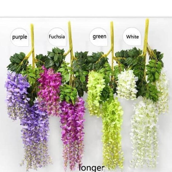 New  Promo Spesial Daun Wisteria Daun Juntai Daun Rambat Bunga Plastik Artificial - Ungu Terlaris