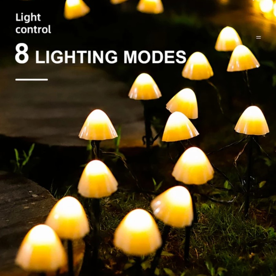 Lampu Taman Solar bentuk Jamur Mushroom garden light Tenaga Surya Otomatis Nyala Kebun LED