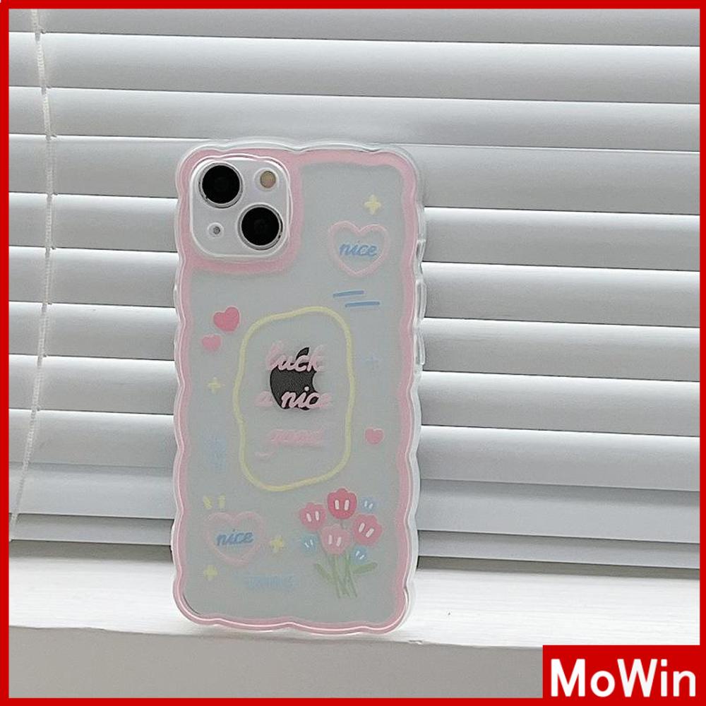 iPhone Case Silicone Soft Case Transparent Case Wave Non-Slip Shockproof Camera Full Coverage Protection Pink Flower for iPhone 13 Pro Max iPhone 12 Pro Max iPhone 11 iPhone 7 Plus