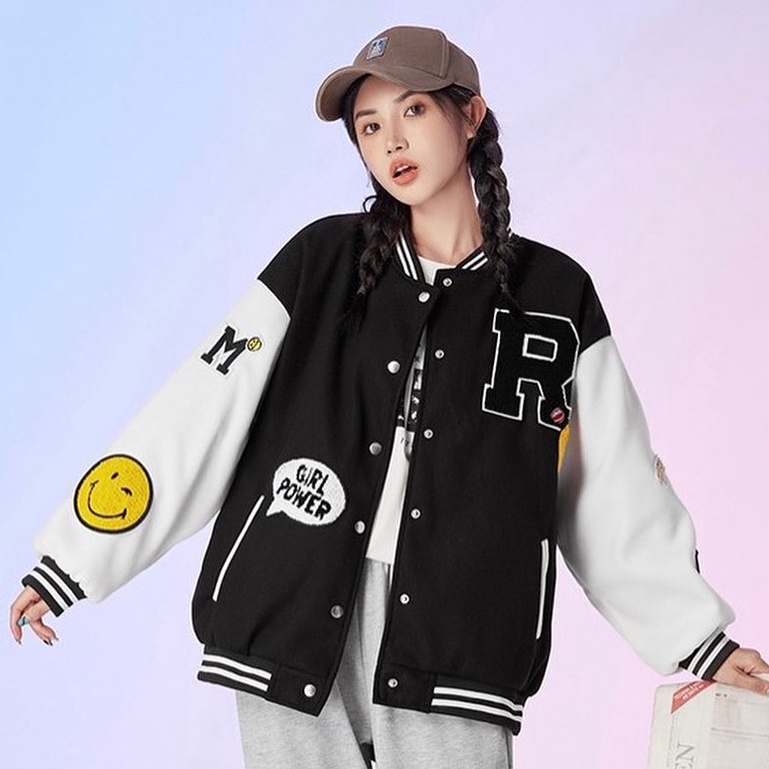 [CYC | COD] Outwear R Baseball Jacket | Fleece Hoodie Wanita Pria Trendy Murah