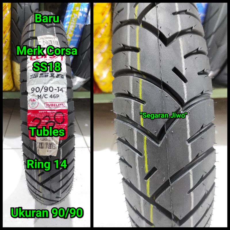 Ban Tubles matic Ring 14 Ukuran 90/90 merk Corsa SS18 Ban belakang honda Beat Vario 110 , Vario 125