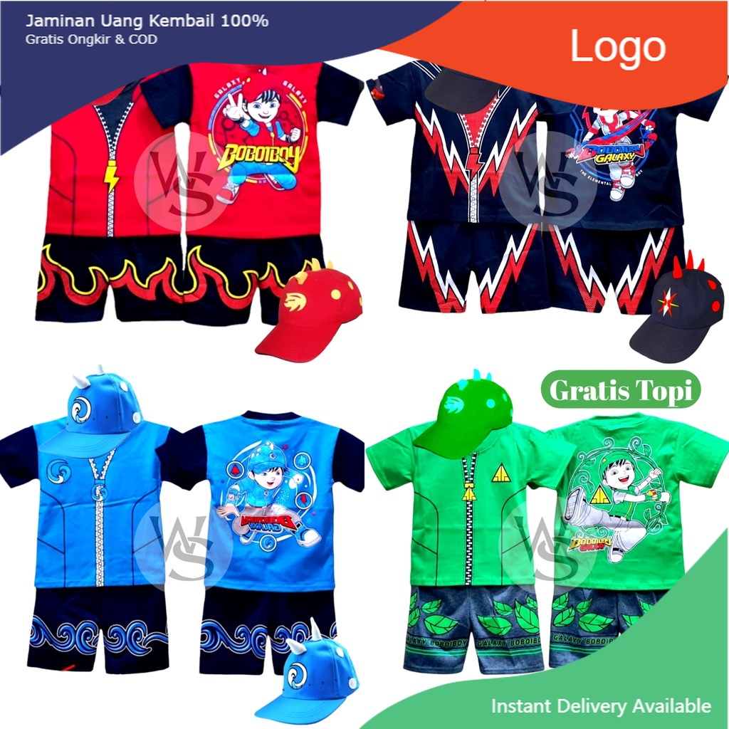 SETELAN KOSTUM BOBOIBOY ANAK LAKI LAKI HALILINTAR/API/AIR/DAUN SETELAN BOBOIBOY TERLENGKAP HITS