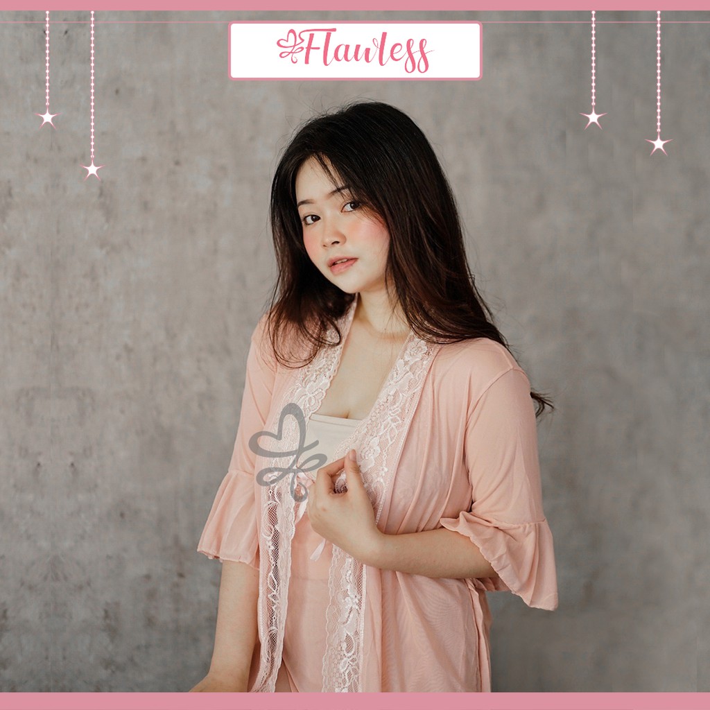 Lingerie (LR24) Sexy Setelan Wanita Jumbo Set Piyama Sleepwear Baju Tidur Perempuan-4