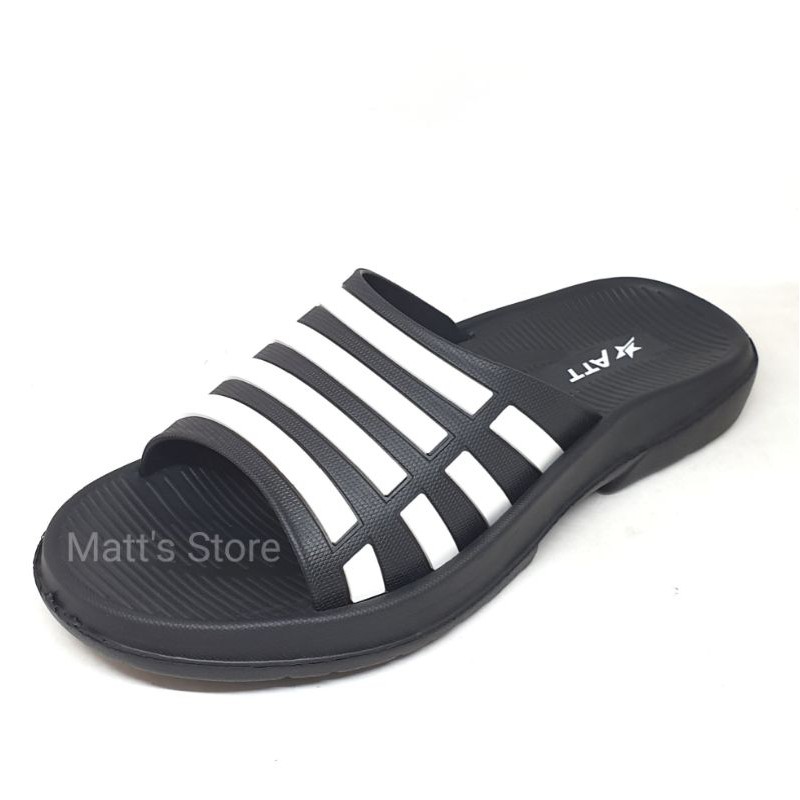 Sandal slop karet pria ATT ADS 1006 - size 39 - 42-Hitam / hitam