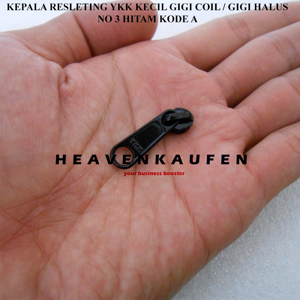 Kepala Resleting Zipper Head YKK Type Gigi Coil Gigi Halus Kecil No 3 Warna Hitam Kode A