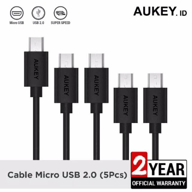 Aukey Cable CB-D5 Micro USB 2.0 (1Pack isi 5Pcs) Original