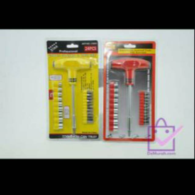 Obeng dan Kunci T multifungsi 24 pcs socket dan Bits Set