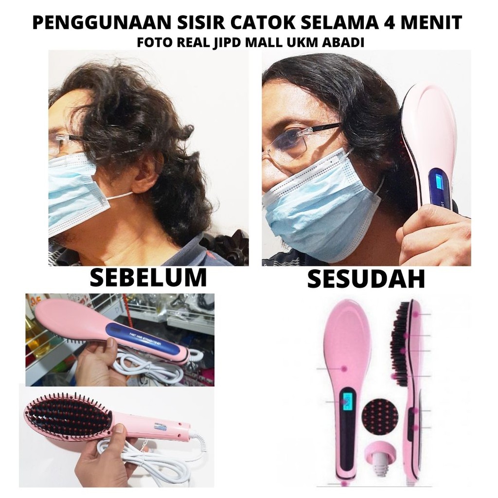 Sisir Catok Pelurus Rambut Elektrik Ion Fast Hair Straightener 111135