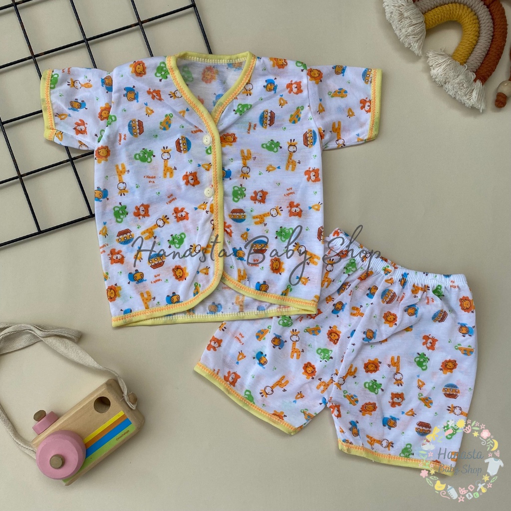 Setelan Baju Lengan Pendek Bayi Baru Lahir Murah Motif Animal Lokal