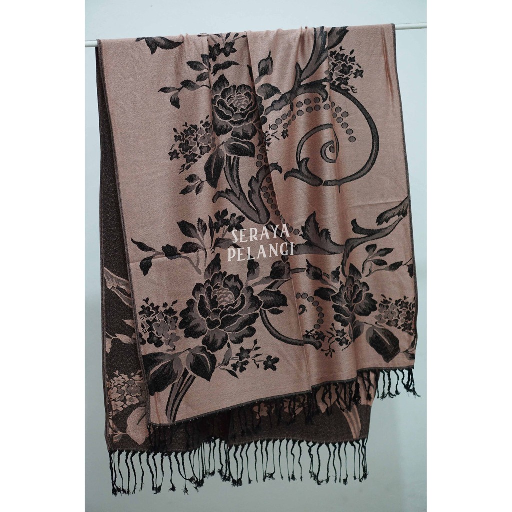 Pashmina Cashmere Motif Bunga 06 | Selendang | Scarf | Syal | Shawl | Pasmina | Souvenir | Hadiah Ulang Tahun | Birthday Gift | Aksesoris Fashion Wanita | Import Quality | Grosir Murah | Luxury Scarf