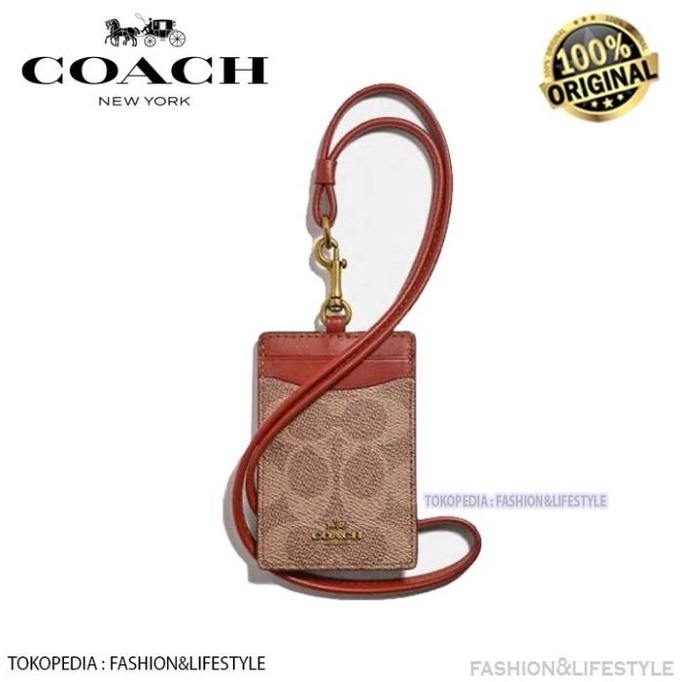 

Coach Id Lanyard In Colorblock Signature Canvas Khaki 100% Original Terlaris