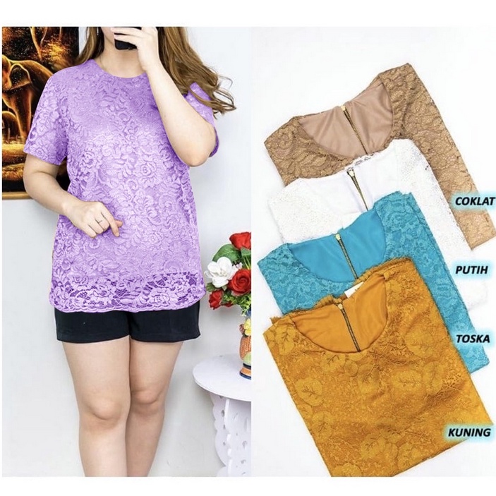 ( REAL PIC ) PROMO ATASAN BRUKAT GLITER SIFANA BLOUSE TERBARU PREMIUM / READY 2UKURAN L &amp; XL