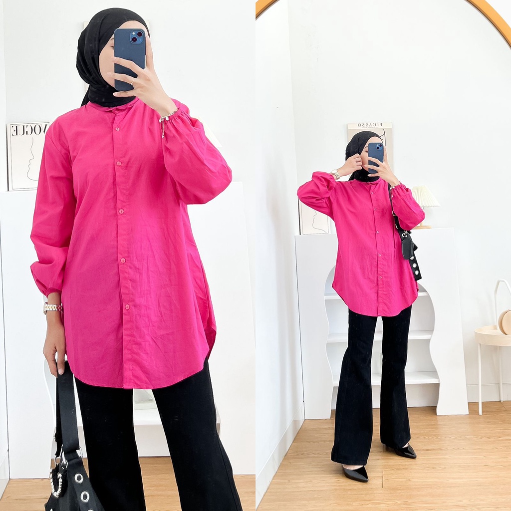 1KG MUAT 5PCS | MEGGY TUNIK COTTON FULL KANCING HITS OOTD FASHION WANITA TERBEST SELLER