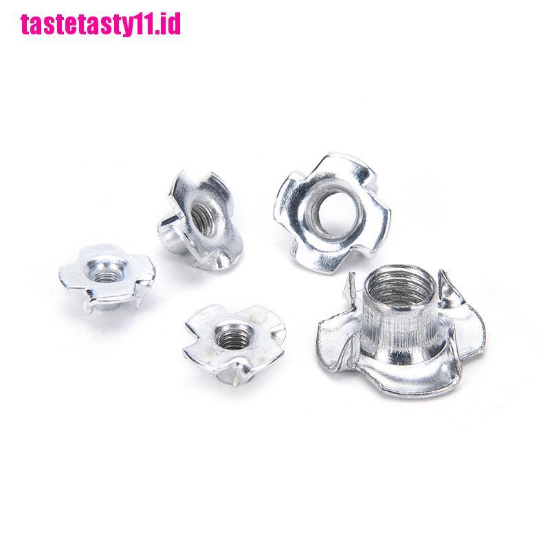 10 Pcs T Nut Insert M4 / M5 / M6 / M8 / M10 Empat Cabang Bahan Zinc Untuk Furniture Kayu