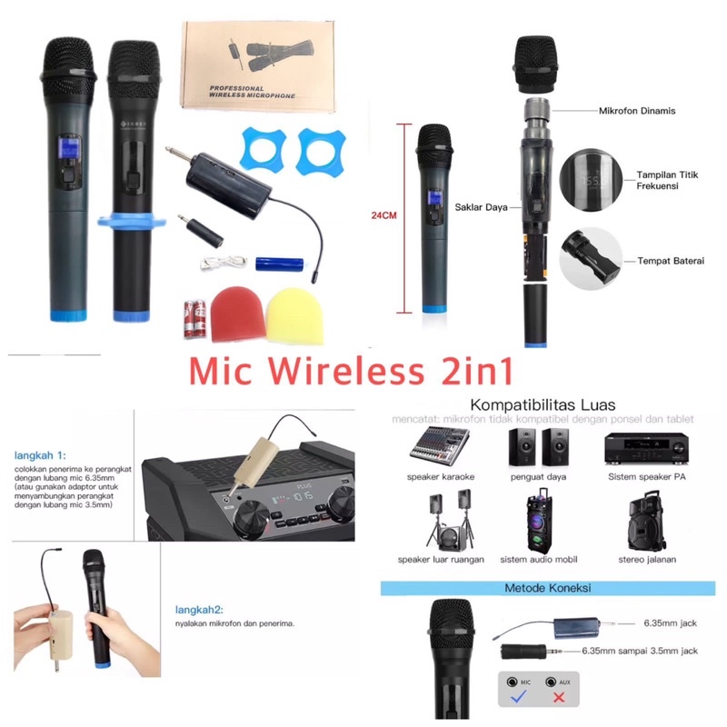 mic wireless /microphone nirkabel/ karaoke tanpa kabel/ blutut/bluetooth murah/suport speaker mikrof