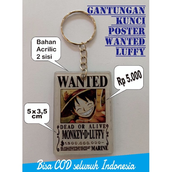 Ganci Luffy/gantungan kunci acrilic wanted luffy