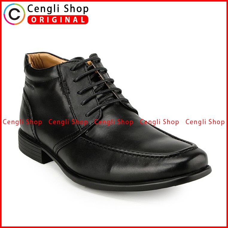 SEPATU BOOT KULIT OBERMAIN PRIA ORIGINAL FORMAL BRANDED HITAM OM02